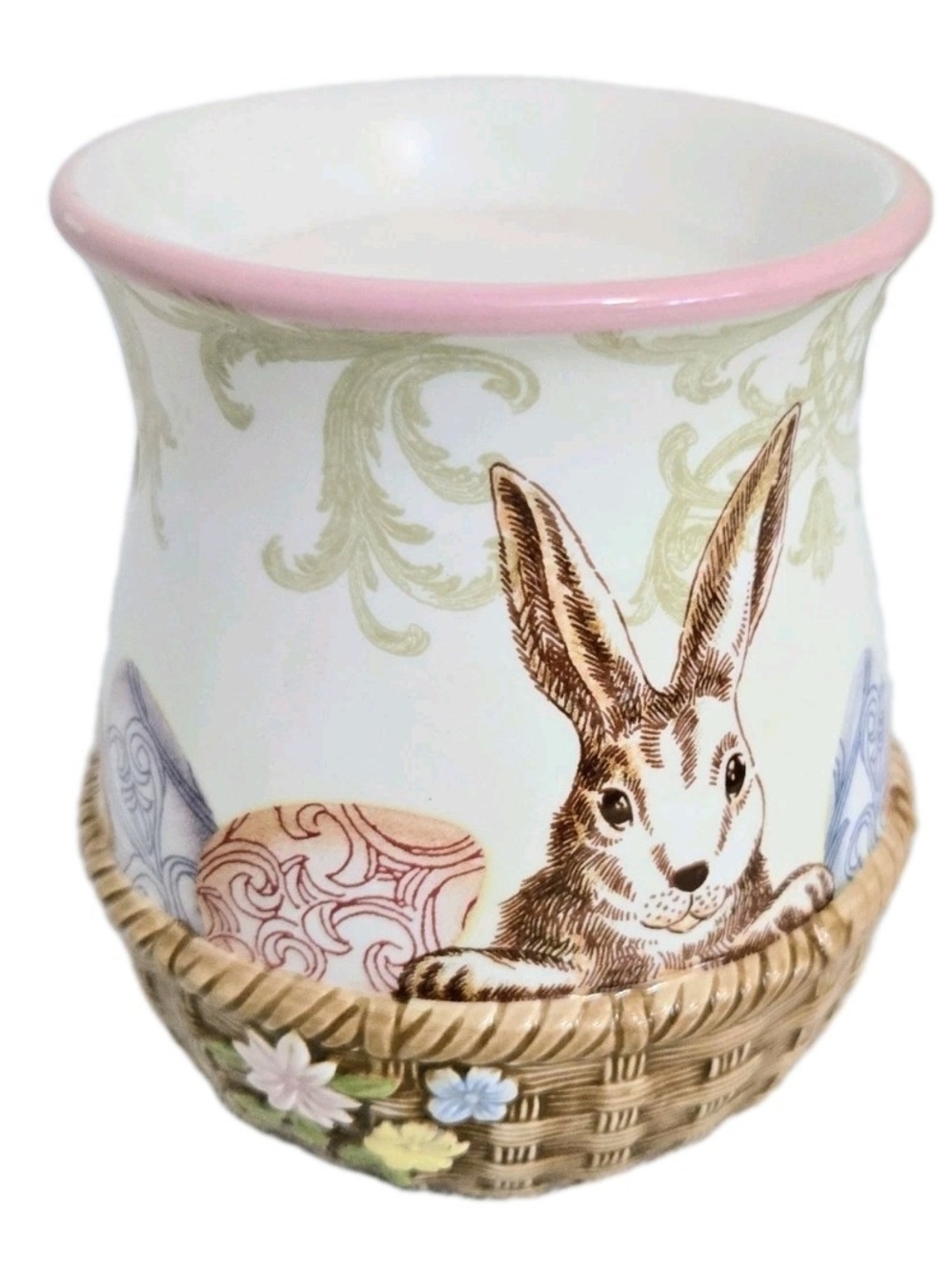 Yankee Cable Wax Oil Warmer Tea Light  Holder Basket Rabbit Easter READ
